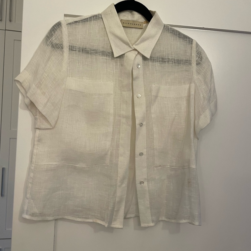 Chic White Sheer Button-Up Blouse